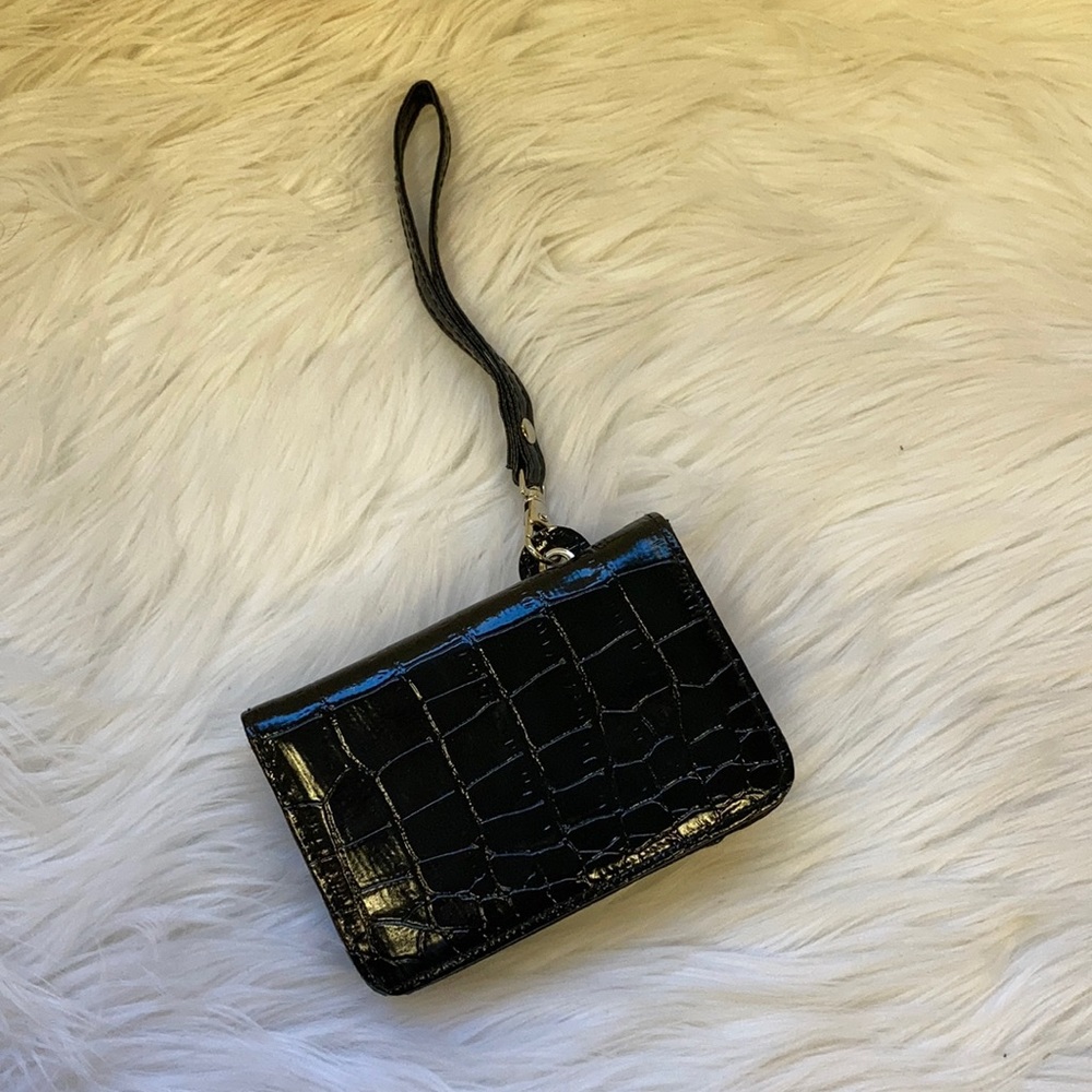 Black Faux Leather Wristlet